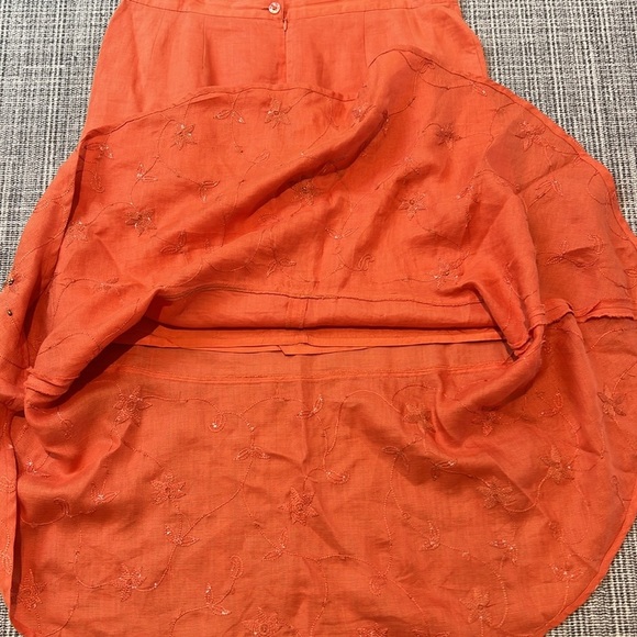 Amelia Austin Women's Orange Flutter Beaded Hem Midi Skirt Size 16 - Picture 7 of 7